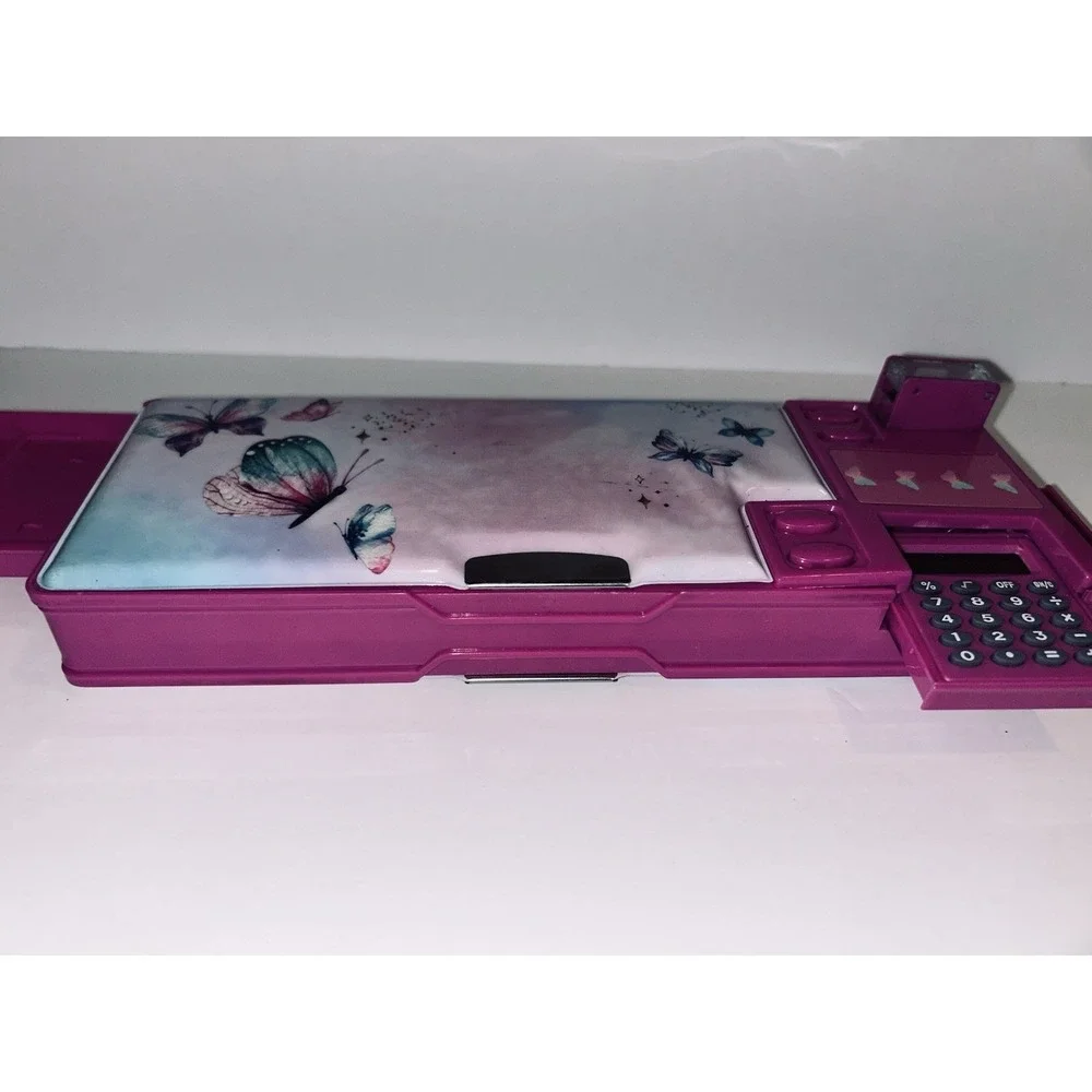 Fun Pencil Case With Calculator ,sharpener,hidden Pockets
